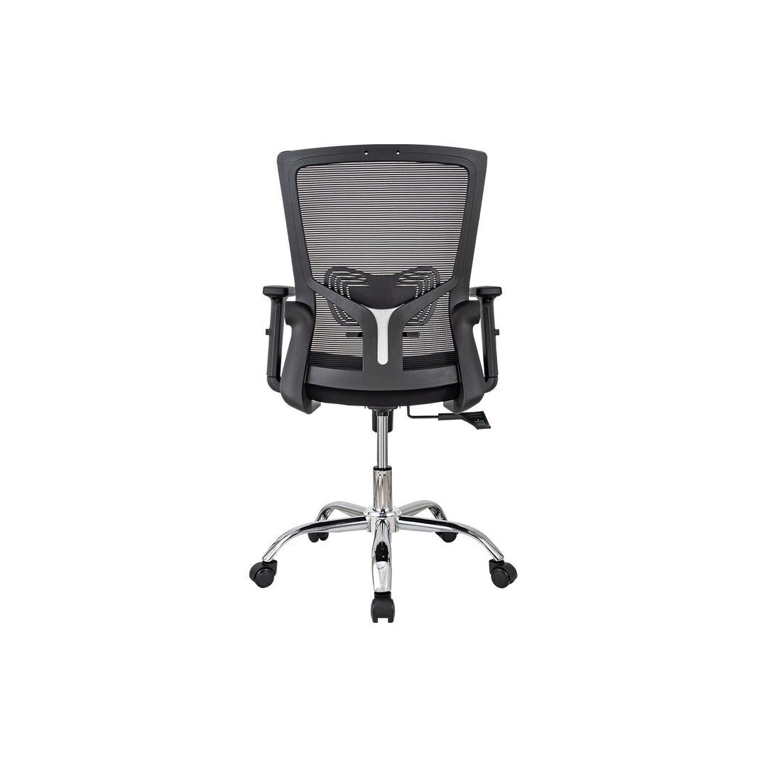 Combo Escritorio con Repisas + Silla de Oficina Delphi Negra