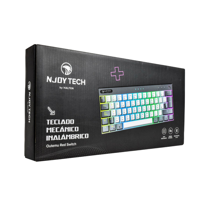 Teclado Gamer Njoytech Retroiluminado Inalámbrico con Bluetooth Blanco y Negro