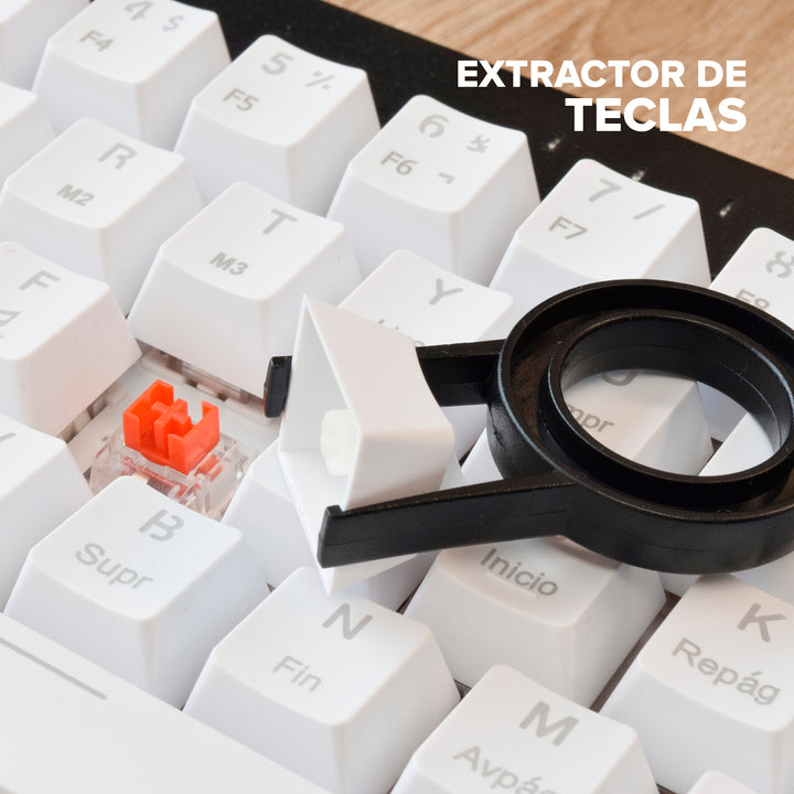 Teclado Gamer Njoytech Retroiluminado Inalámbrico con Bluetooth Blanco y Negro