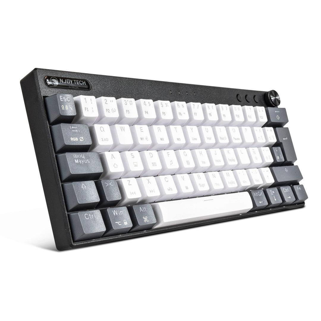 Teclado Gamer Njoytech Retroiluminado Inalámbrico con Bluetooth Blanco y Negro