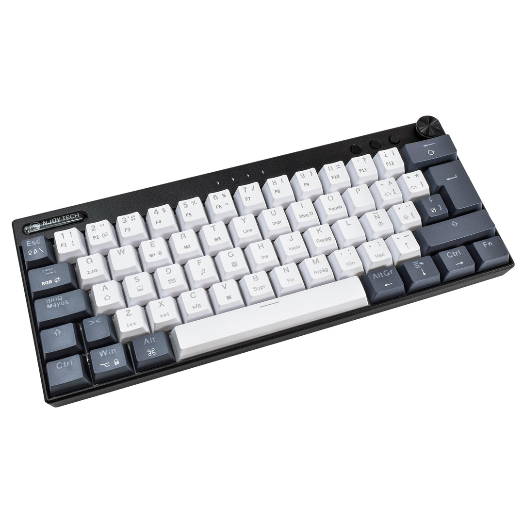 Teclado Gamer Njoytech Retroiluminado Inalámbrico con Bluetooth Blanco y Negro