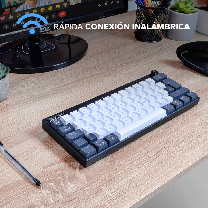 Teclado Gamer Njoytech Retroiluminado Inalámbrico con Bluetooth Blanco y Negro