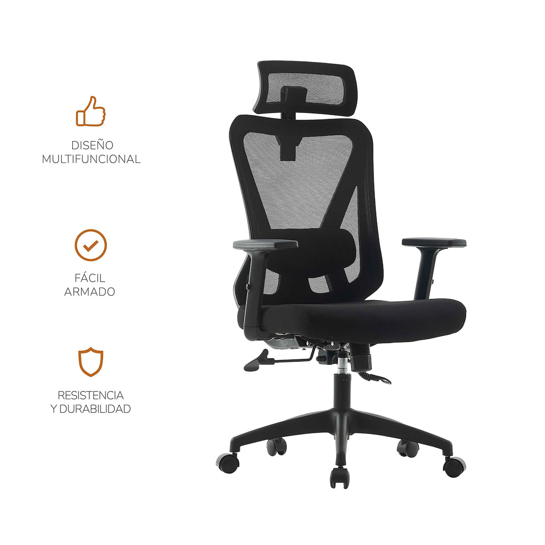 Silla de Oficina Ergonómica Reclinable con Cabecera