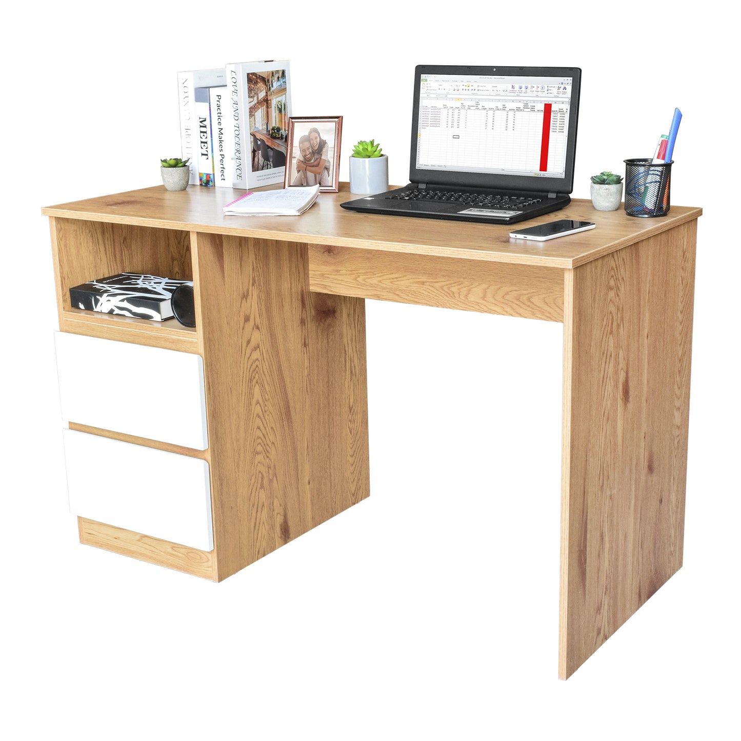 Combo Escritorio con Cajones + Silla de Oficina Delphi Negra