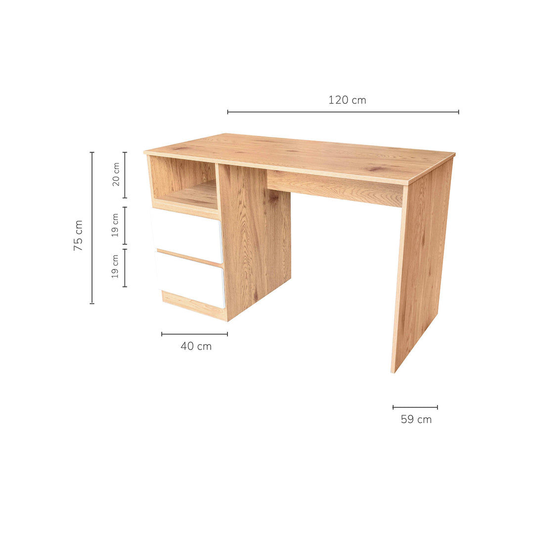 Escritorio Estilo Nórdico con Cajonera Doble