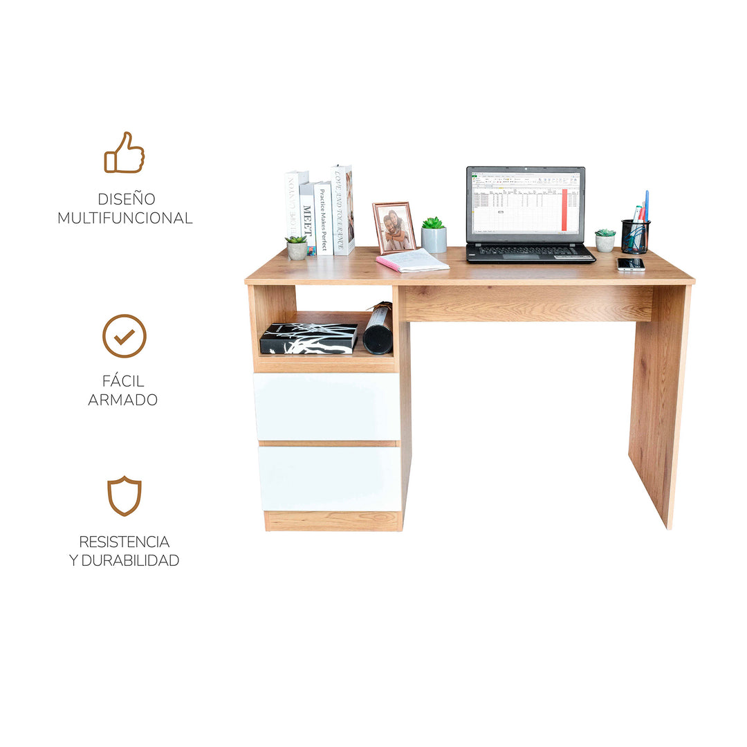 Escritorio Estilo Nórdico con Cajonera Doble