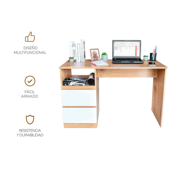 Escritorio Estilo Nórdico con Cajonera Doble