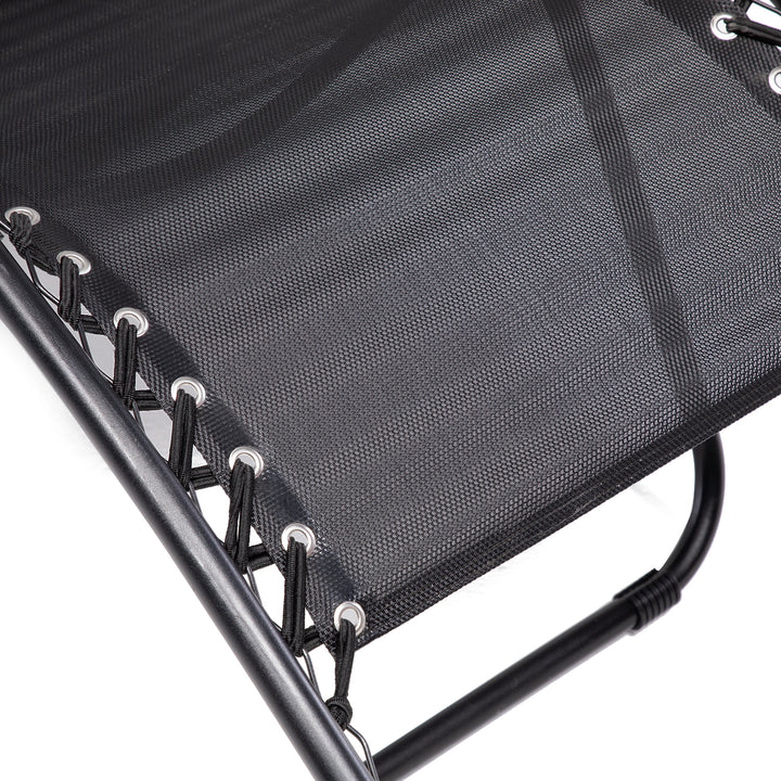 Set 2 Sillas Camastro Con Toldo Negro