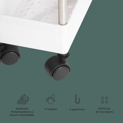 Carrito de Almacenamiento Áncora de 3 Niveles con Ruedas Blanco