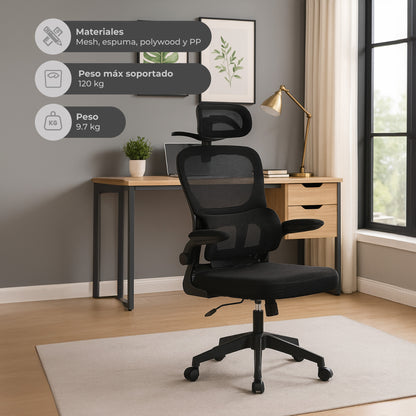 Silla de Oficina Ergonómica con Brazos Abatibles