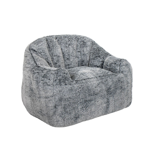 Puff Sillón Individual Tipo Sherpa Gris Oscuro
