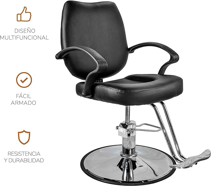 Silla Barbería Crew Hidráulica con Descansa Pies Negra
