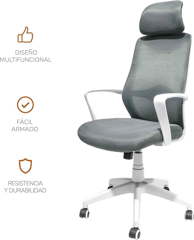 Silla de Oficina Andalucia-G con Cabecera Gris
