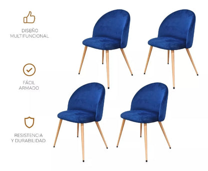 Set 4 Sillas Dinka-A Acolchadas Azules