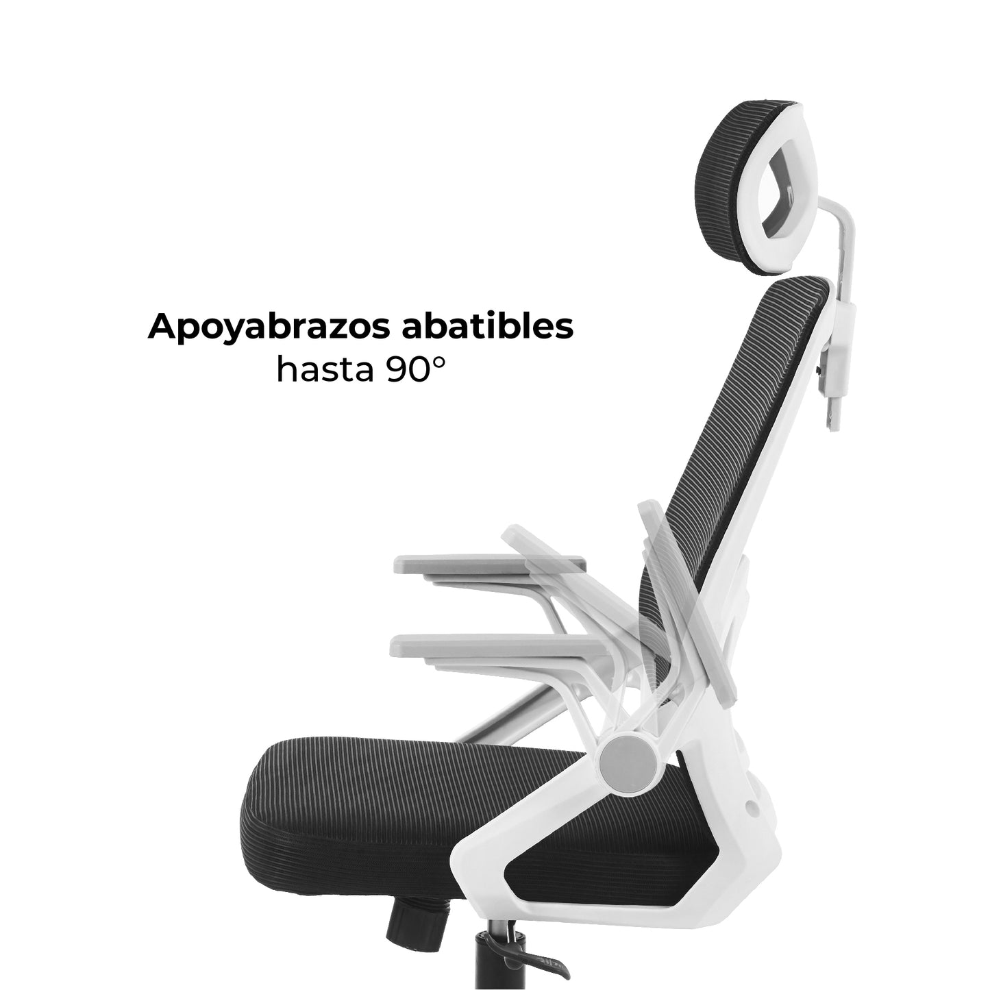 Silla de Oficina Ergonómica con Cabecero Blanca y Negra