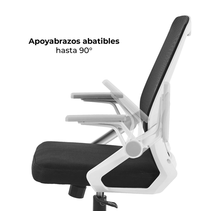 Silla de Oficina Ergonómica Brazos Abatibles Blanca y Negra