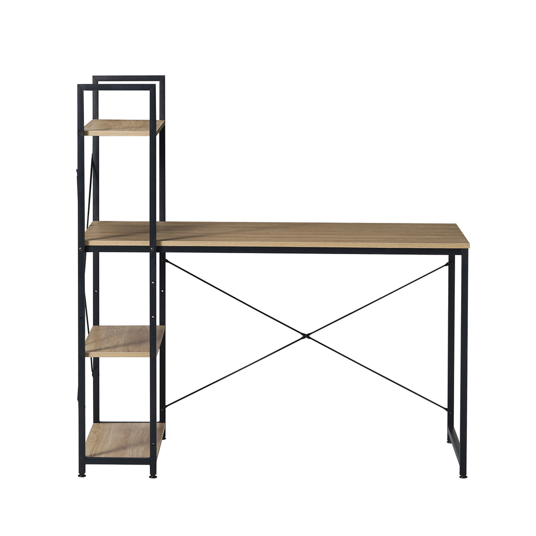 Escritorio con Estantes Negro y Beige