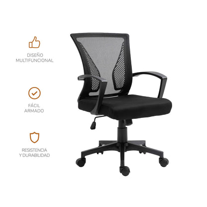 Silla de Oficina Lyon con Asiento Semi Reclinable Negro