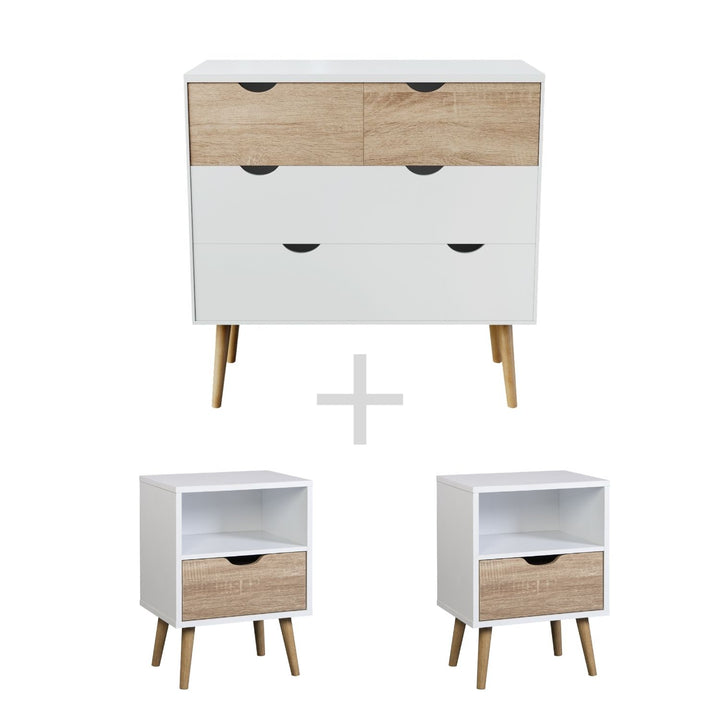 Combo Recámara Nórdica: 2 Burós + Cómoda