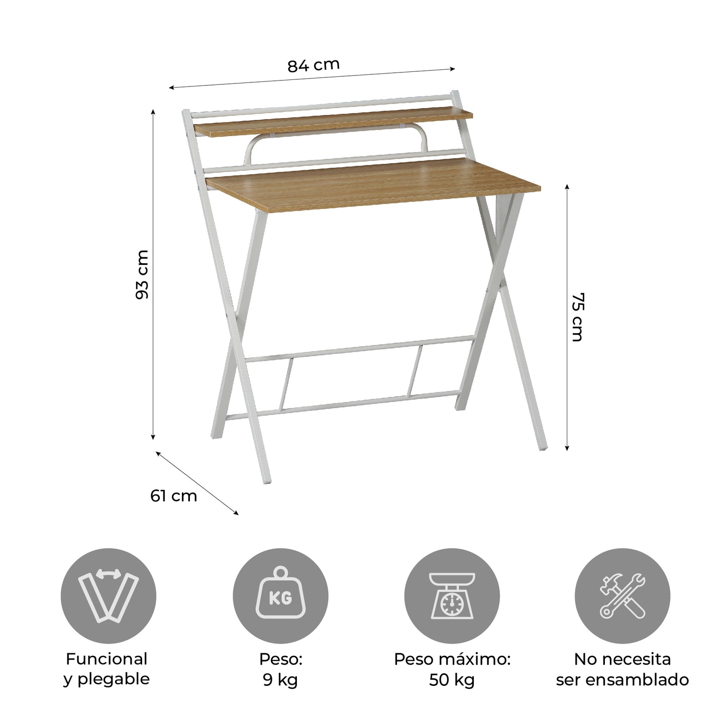 Escritorio Tripoli Plegable Blanco