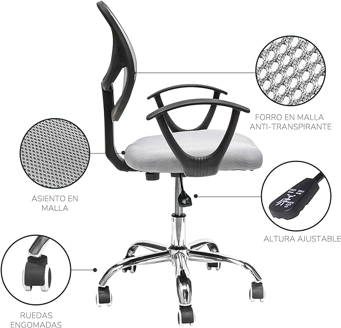 Silla de Oficina Sill0-G Ergonómica Gris