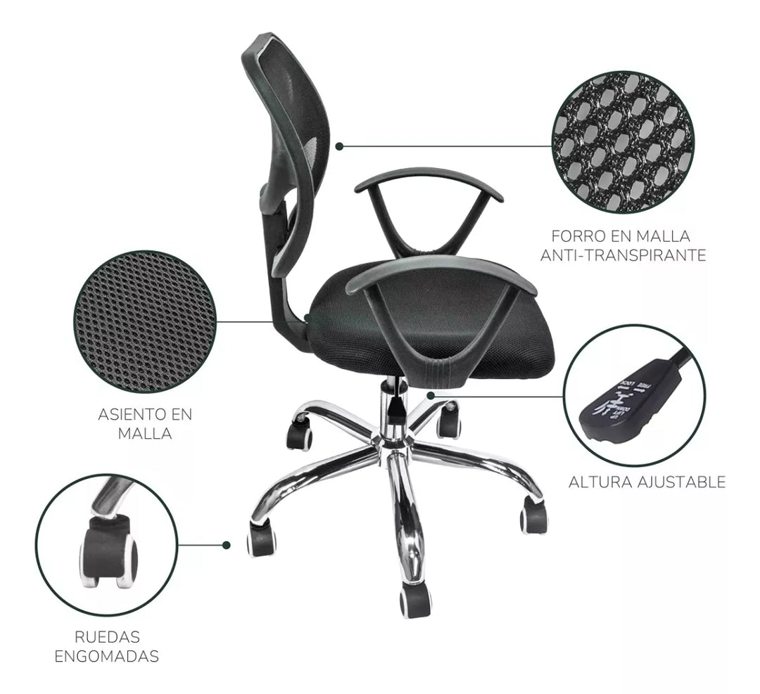 Silla de Oficina Sill0 Ergonómica Negra