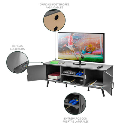 Mueble de TV Lucca-G con Puertas y Entrepaños Gris