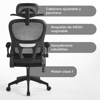 Silla de Oficina Ergonómica con Brazos Abatibles