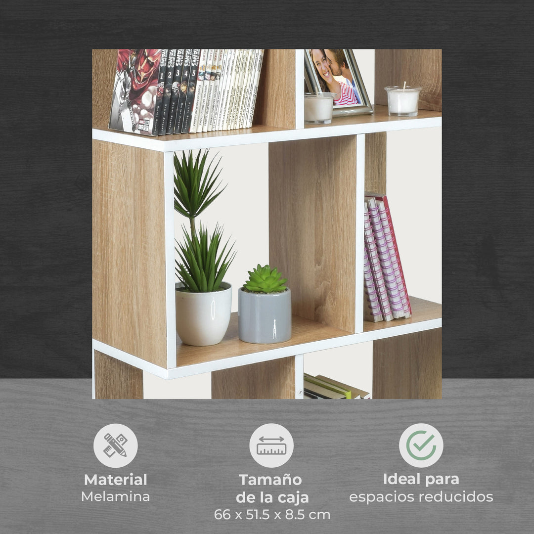 Librero Minimalista 5 Niveles Beige y Blanco