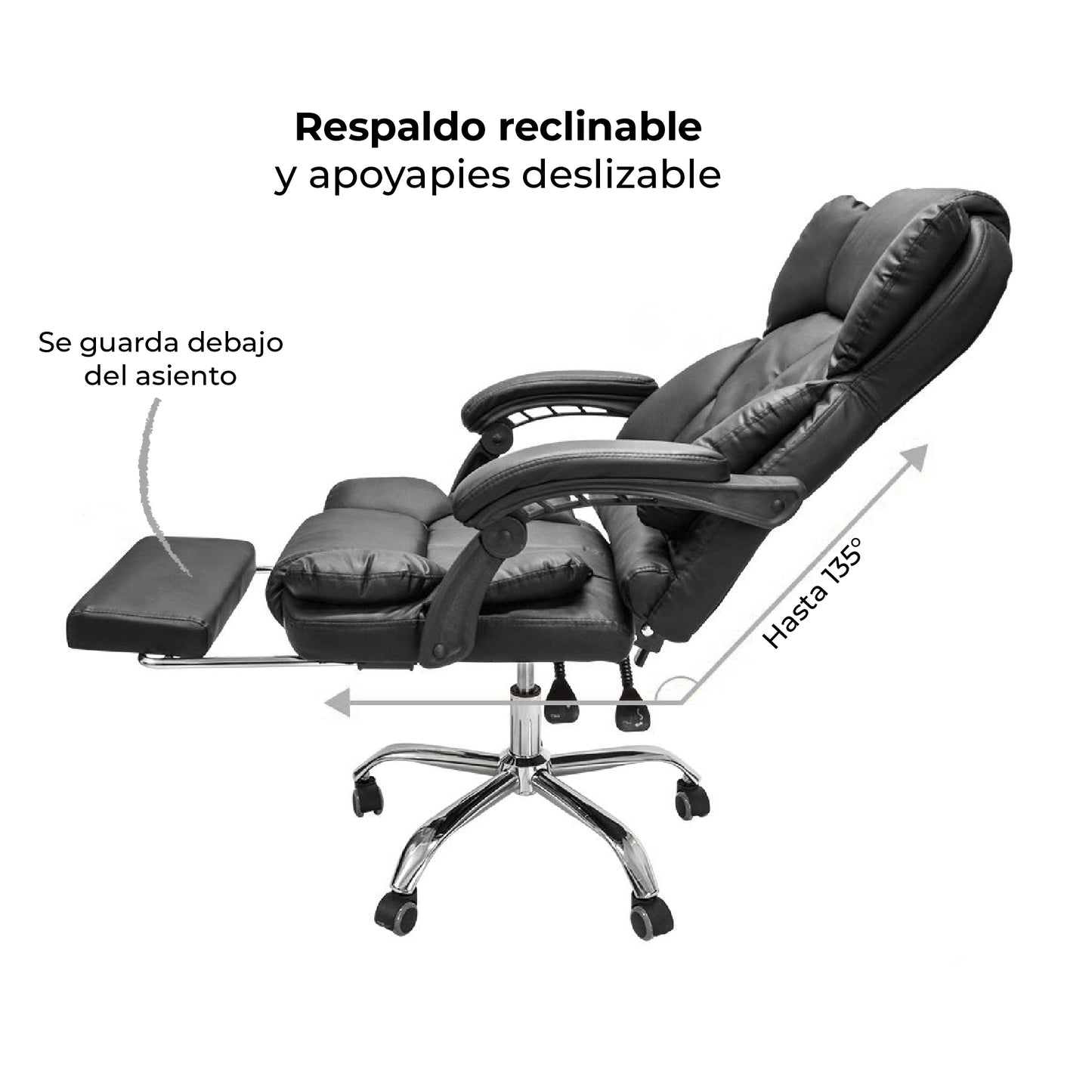 Silla de Escritorio Peace Acolchada con Descansapies Negra