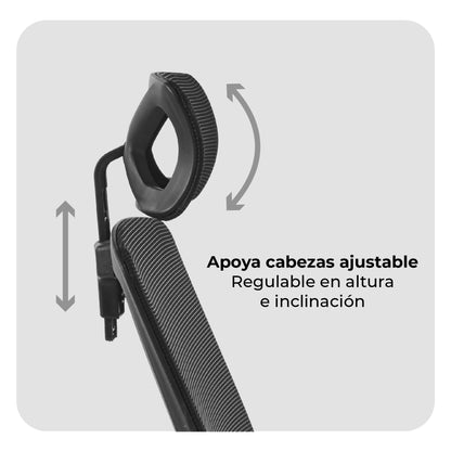 Silla de Oficina Ergonómica con Cabecero Negra