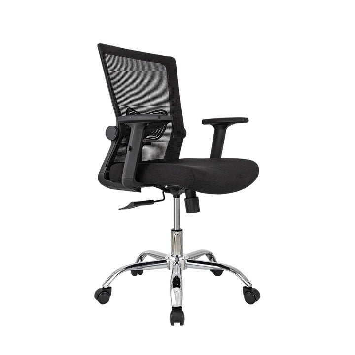 Combo Escritorio con Repisas + Silla de Oficina Delphi Negra
