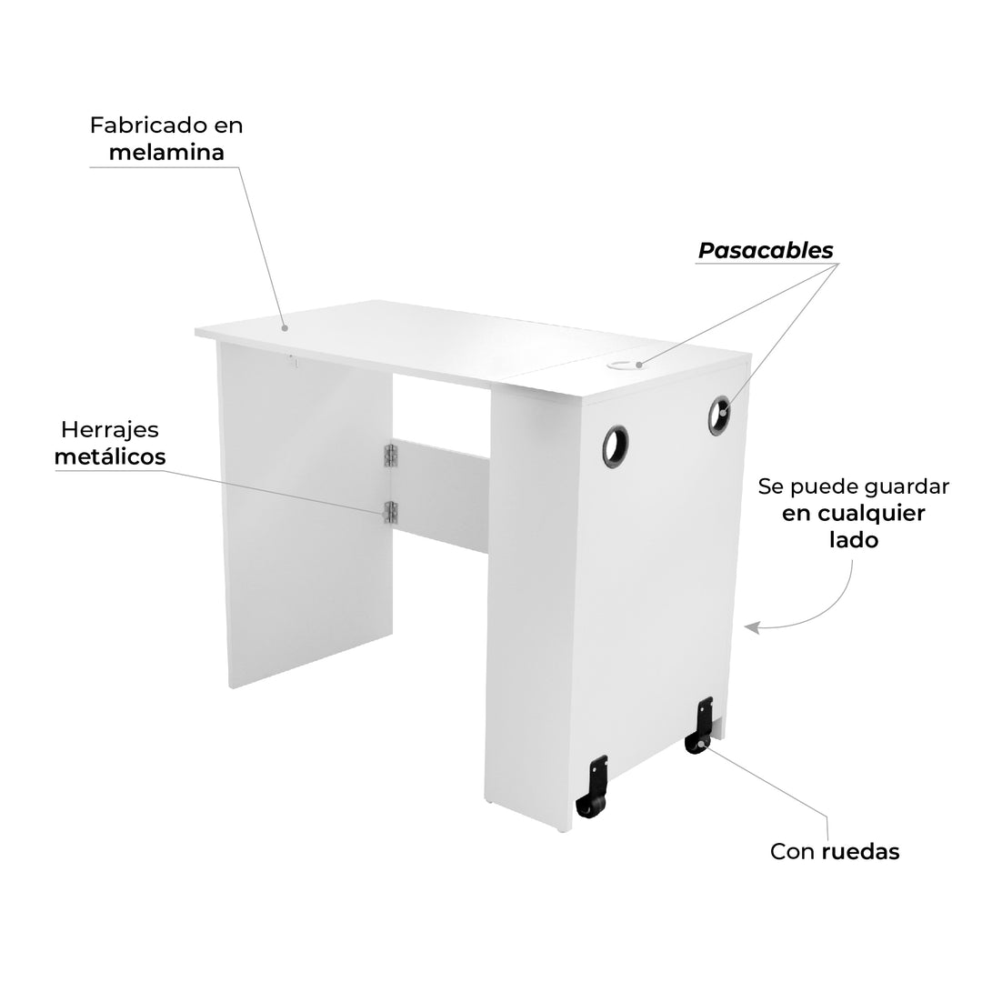 Escritorio Plegable de Melamina Blanco