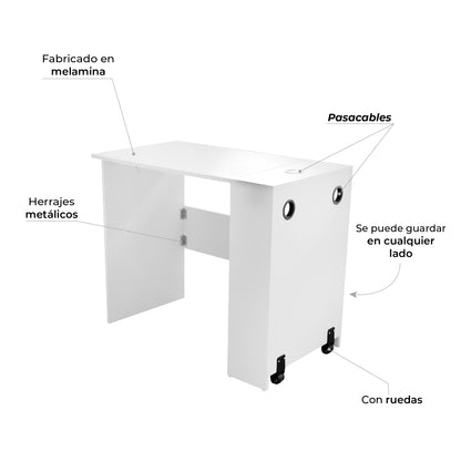 Escritorio Plegable de Melamina Blanco