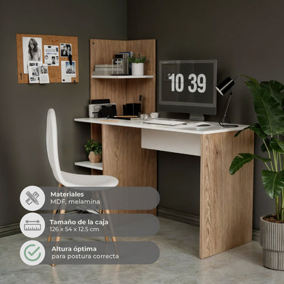 Escritorio Nórdico con Librero Incorporado