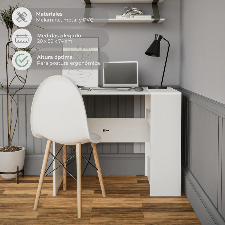 Escritorio Plegable de Melamina Blanco
