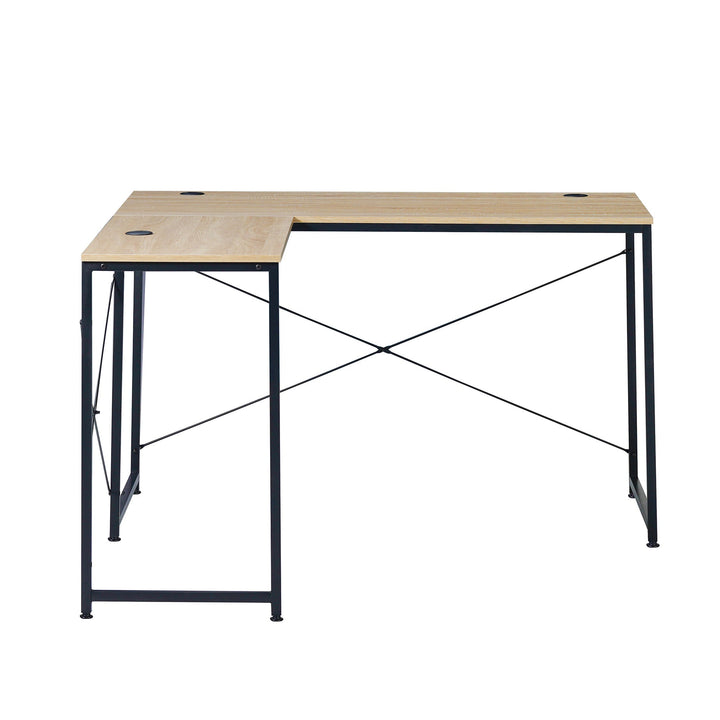 Escritorio con Forma de L Beige y Negro