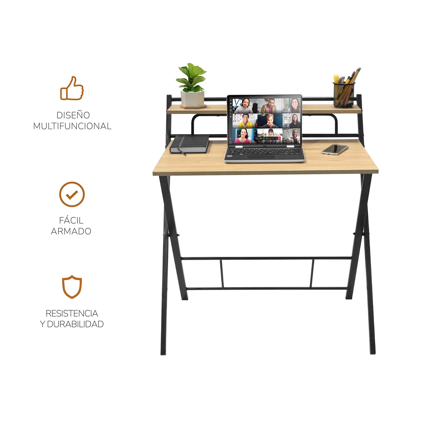 Escritorio Tripoli-N Plegable Negro
