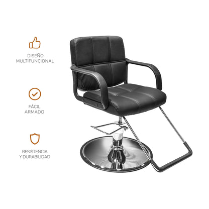 Silla Barbería Fade Hidráulica con Descansa Pies Negra