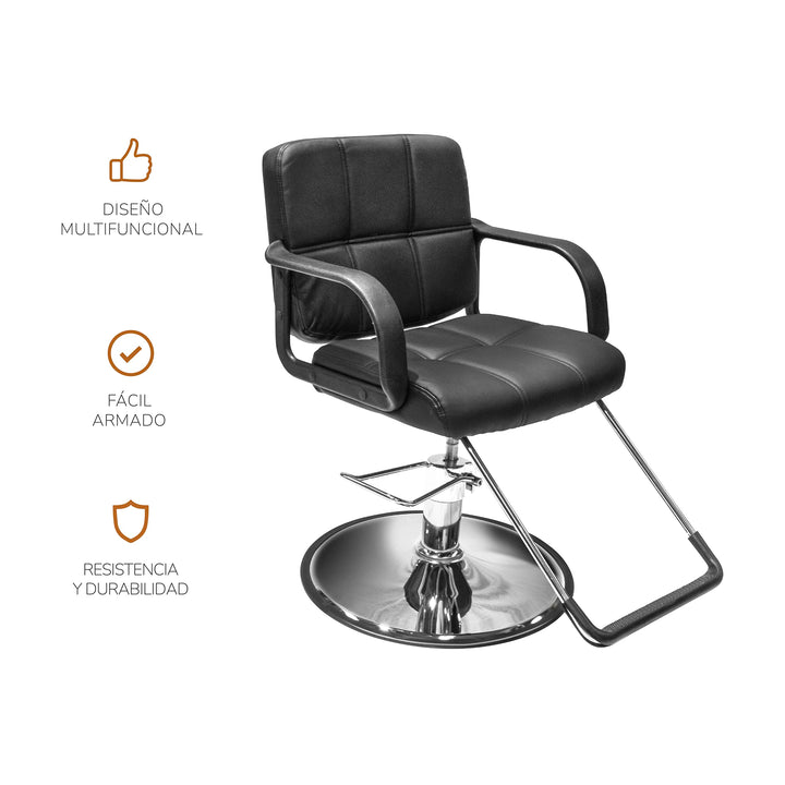 Silla Barbería Fade Hidráulica con Descansa Pies Negra