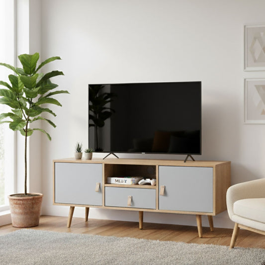 Mueble de TV Pompei Estilo Vintage Café y Gris