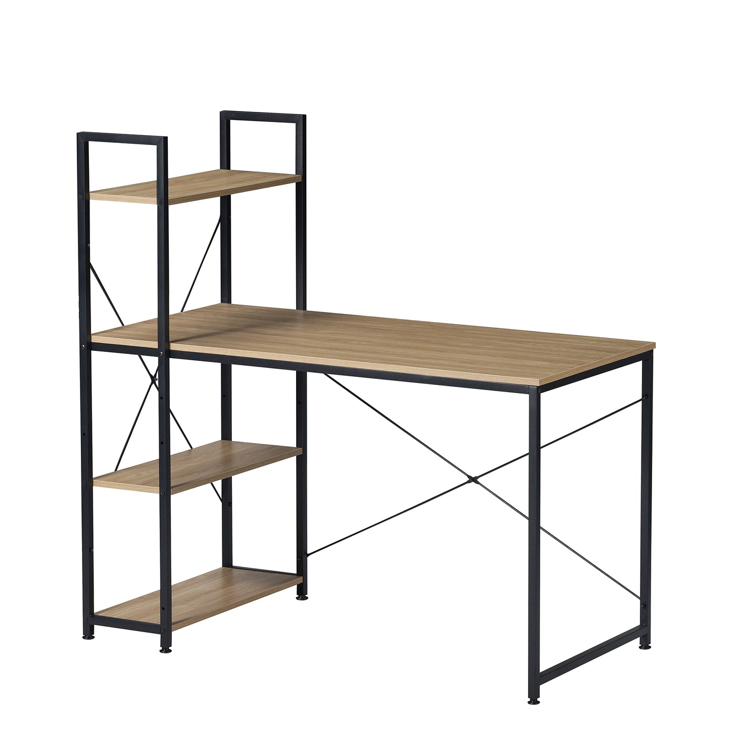 Escritorio con Estantes Negro y Beige