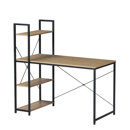 Escritorio con Estantes Negro y Beige