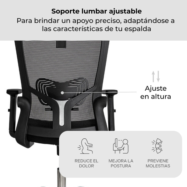 Silla de Oficina Ergonómica Delphi Basculante con Cabecera Negra