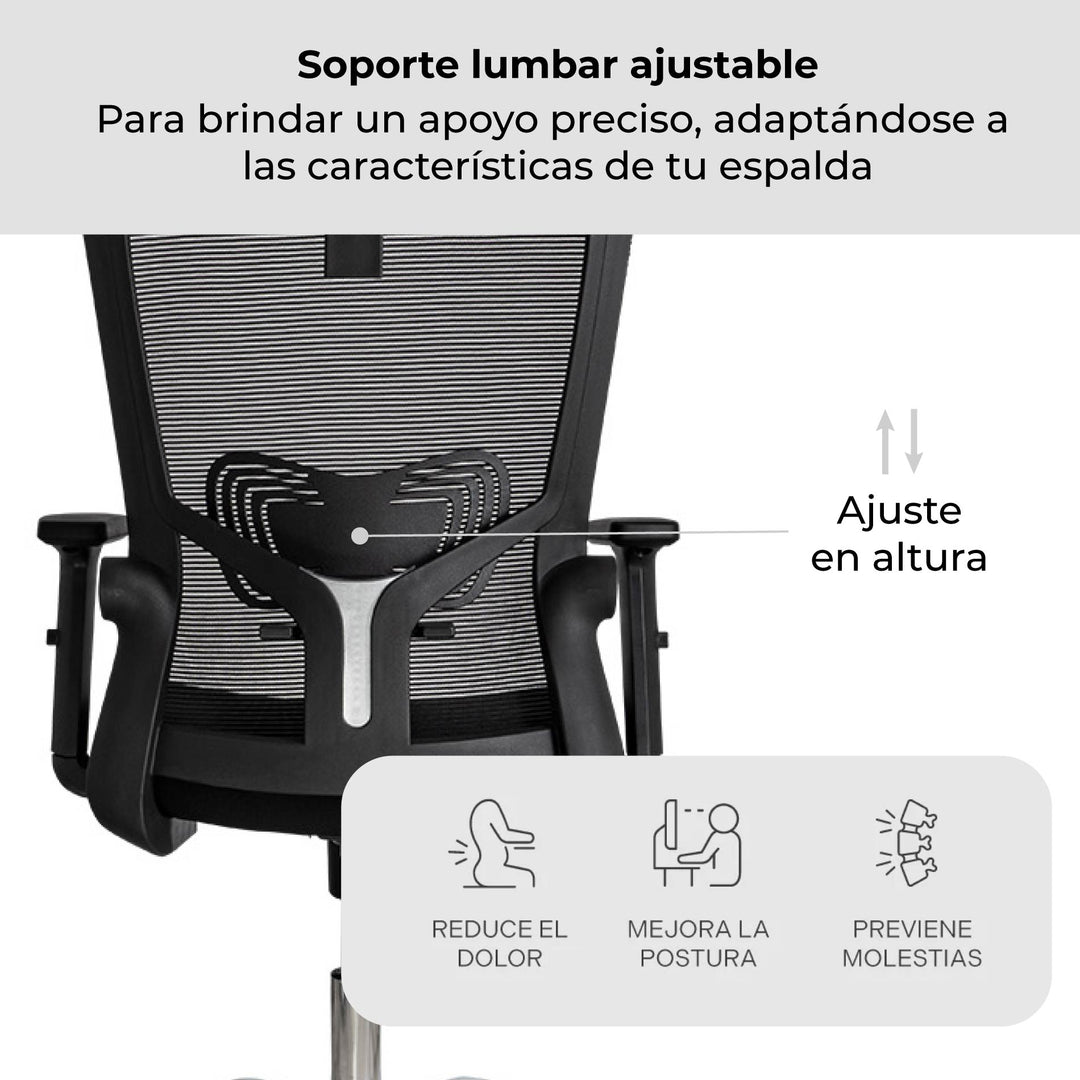 Combo Escritorio con Repisas + Silla de Oficina Delphi Negra