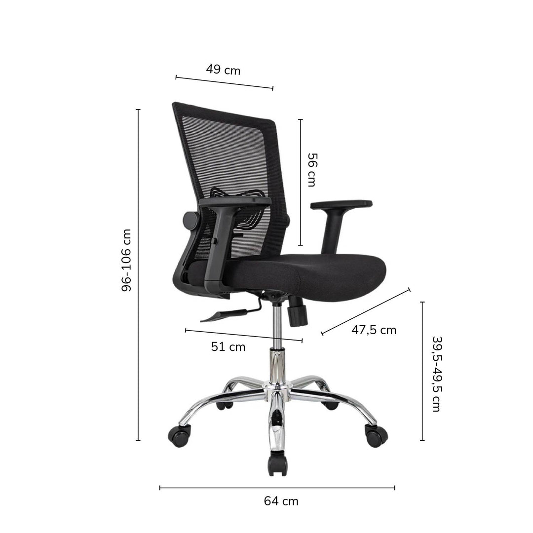 Combo Escritorio con Repisas + Silla de Oficina Delphi Negra