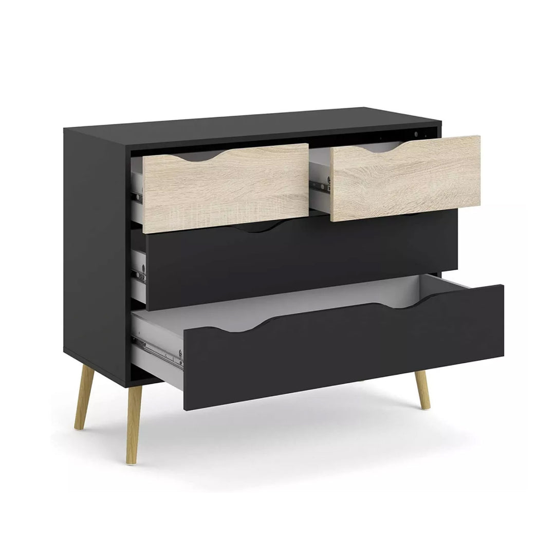 Combo Recámara Nórdica Black: 2 Burós + Cómoda