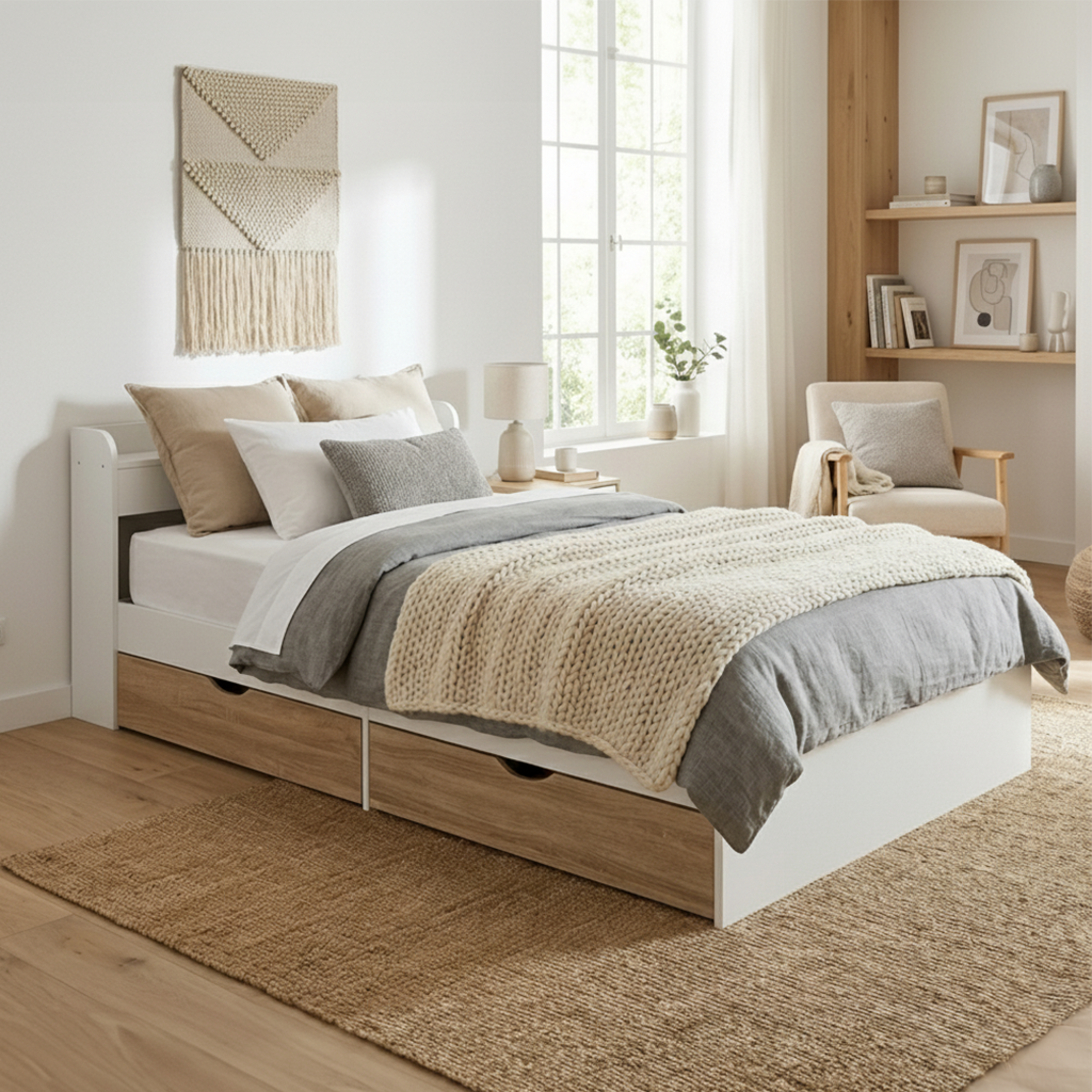 Cama Individual Nórdica con Cajones