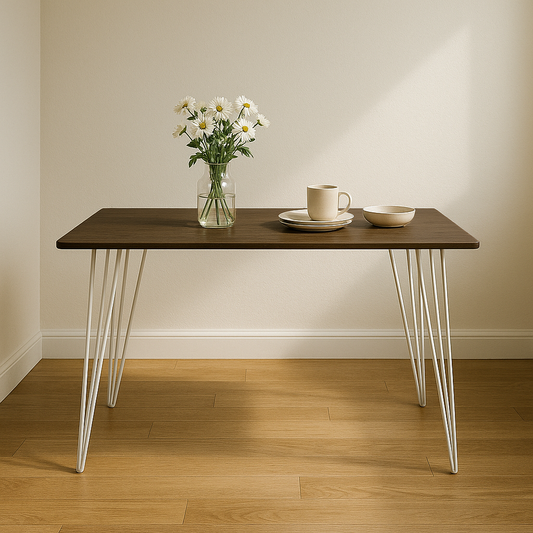 Mesa de Comedor Rectangular Café y Blanca