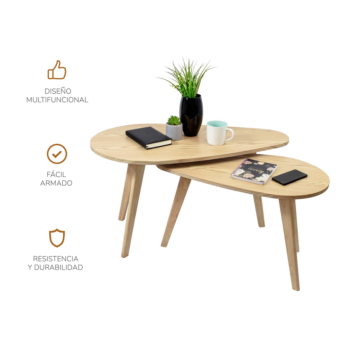 Set Mesas de Centro Aruba 2 Piezas Beige